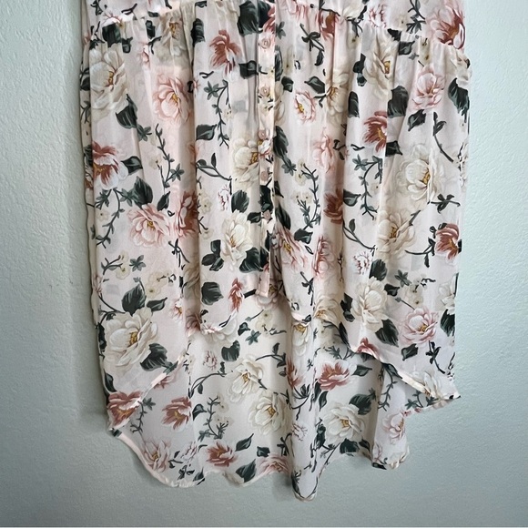 NWT Torrid Peach Floral Button Down Long High Low Blouse 1X (Torrid Size 1) - Picture 5 of 15